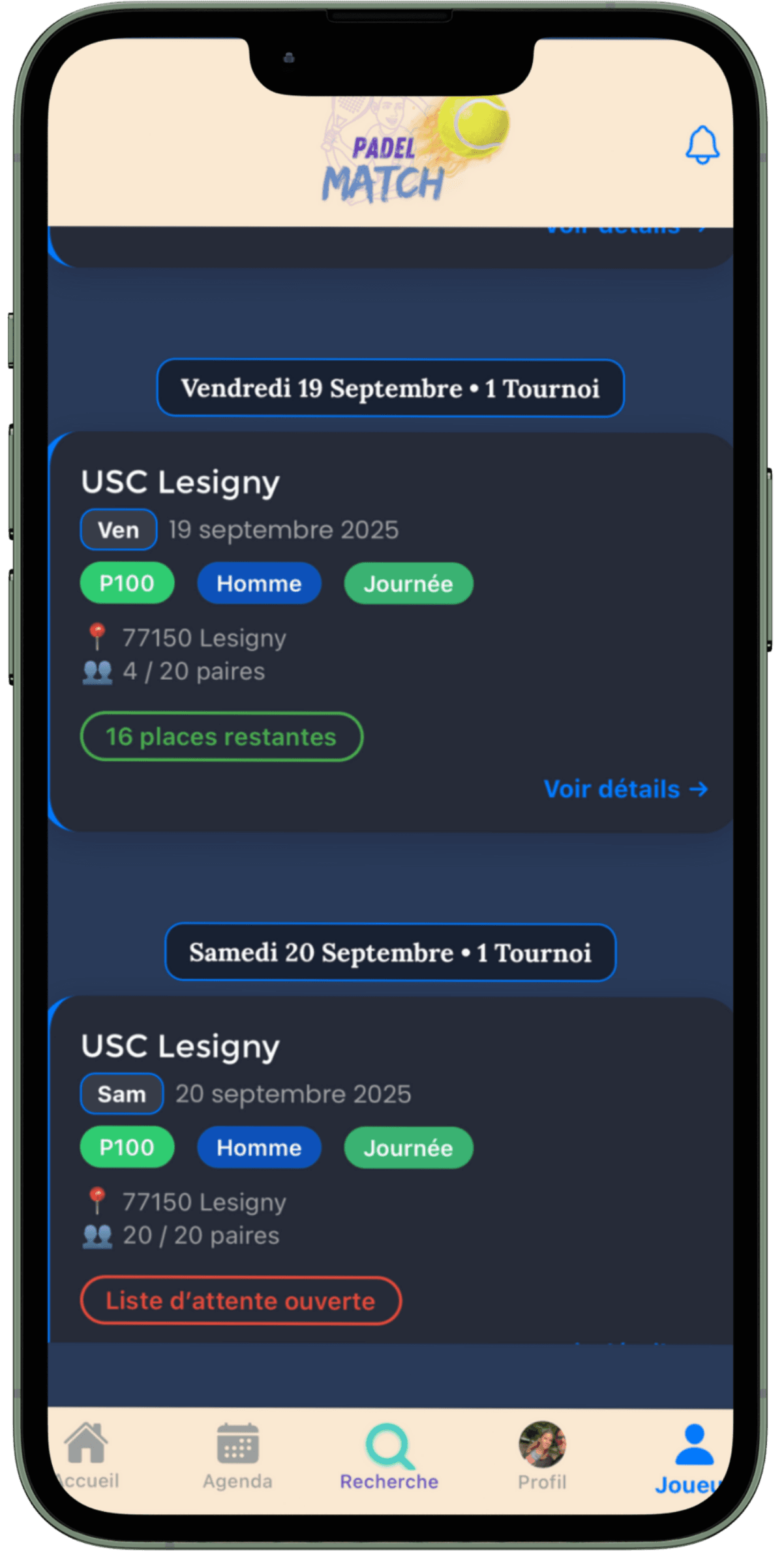 PadelMatch — mockup 2